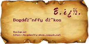 Bogdánffy Ákos névjegykártya